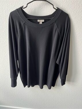 Sunday Citizen Black Long-Sleeve Crewneck Sweatshirt Top, women’s Small S
